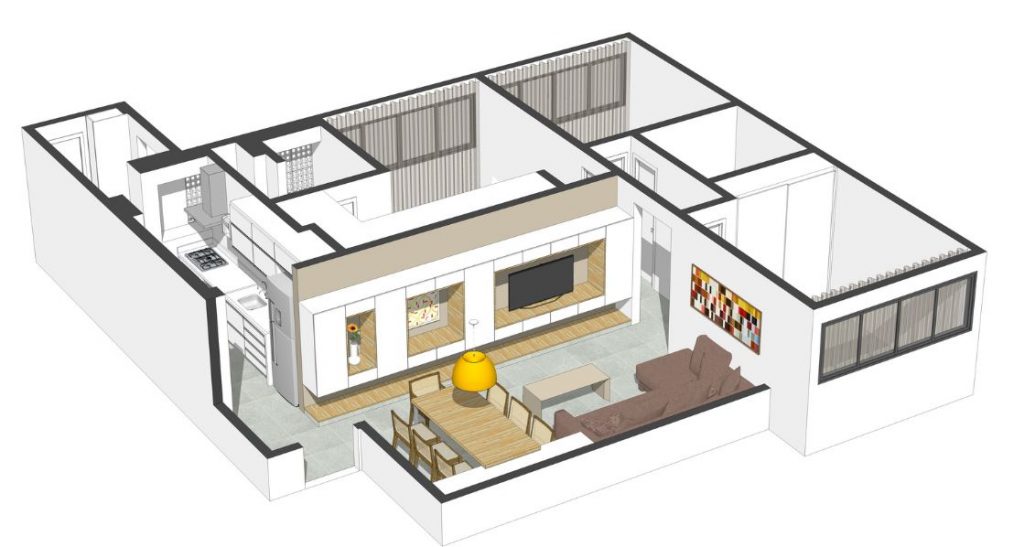 Plano de departamento de 80 metros cuadrados, presenta moderna ...